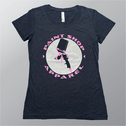 Pink and Black PSA Logo on Ladies' Black T-Shirt