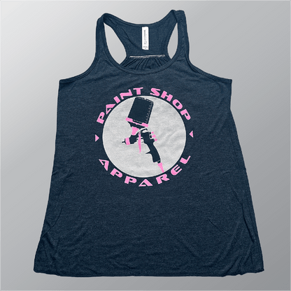 Pink and Black PSA Logo on Ladies' Black Tank Top